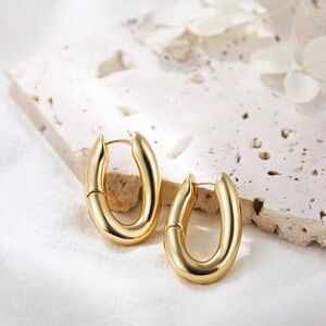 Chunky Hoop Earrings; Set of 2 –Gold & Silver Tone | Minimalist Everyday Jewelry